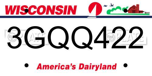 3GQQ422 Wisconsin License Plate