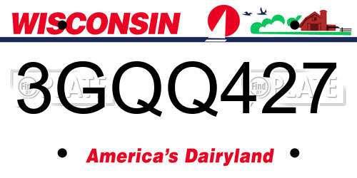 3GQQ427 Wisconsin License Plate
