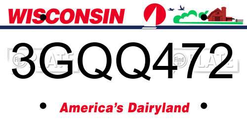 3GQQ472 Wisconsin License Plate