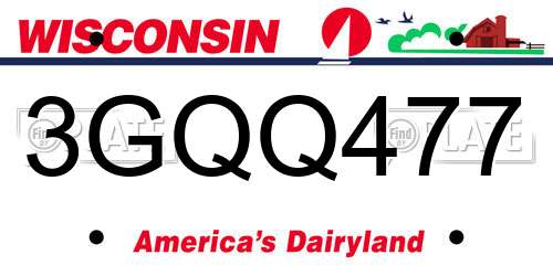 3GQQ477 Wisconsin License Plate