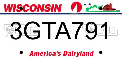 3GTA791 Wisconsin License Plate
