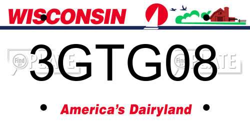3GTG08 Wisconsin License Plate