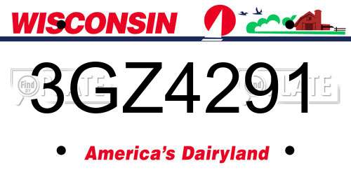 3GZ4291 Wisconsin License Plate