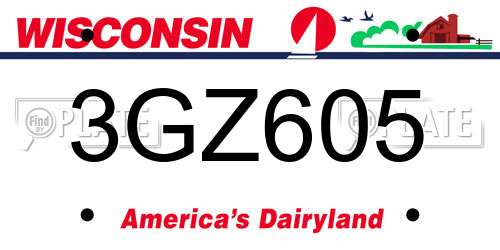 3GZ605 Wisconsin License Plate