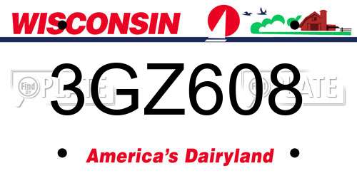 3GZ608 Wisconsin License Plate