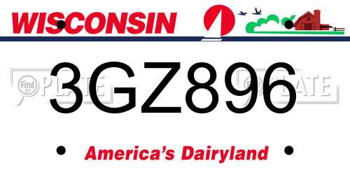 3GZ896 Wisconsin License Plate