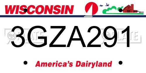 3GZA291 Wisconsin License Plate