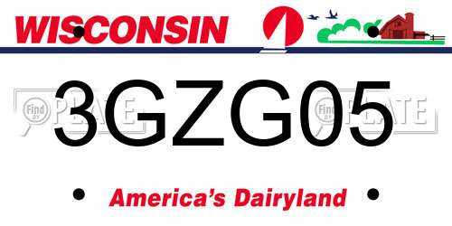 3GZG05 Wisconsin License Plate