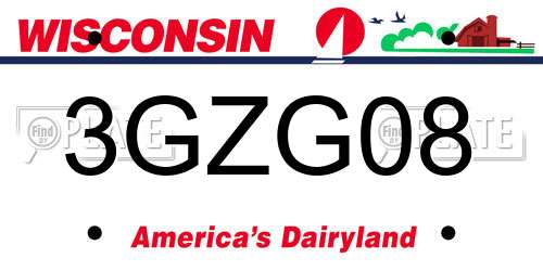 3GZG08 Wisconsin License Plate