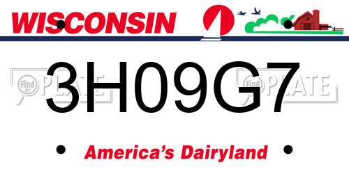 3H09G7 Wisconsin License Plate
