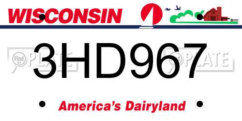 3HD967 Wisconsin License Plate