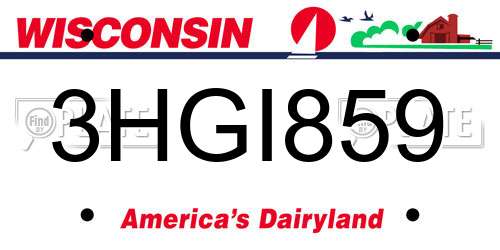 3HGI859 Wisconsin License Plate