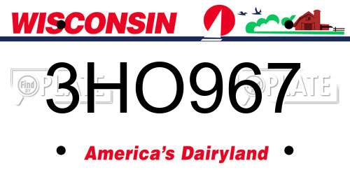 3HO967 Wisconsin License Plate