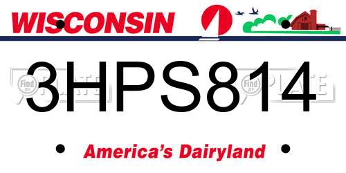 3HPS814 Wisconsin License Plate