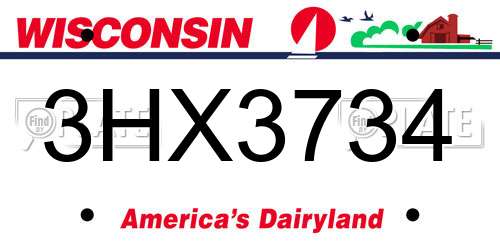 3HX3734 Wisconsin License Plate