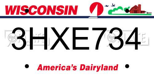 3HXE734 Wisconsin License Plate