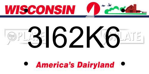 3I62K6 Wisconsin License Plate