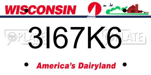 3I67K6 Wisconsin License Plate