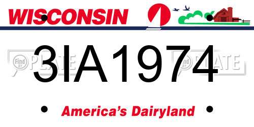 3IA1974 Wisconsin License Plate