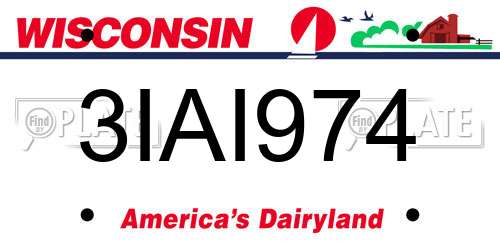 3IAI974 Wisconsin License Plate