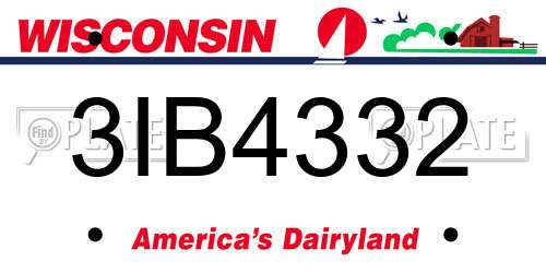 3IB4332 Wisconsin License Plate