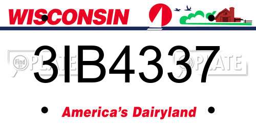 3IB4337 Wisconsin License Plate