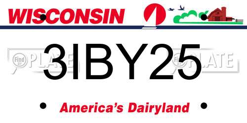 3IBY25 Wisconsin License Plate