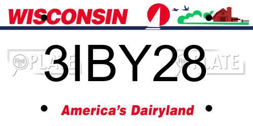 3IBY28 Wisconsin License Plate