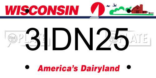 3IDN25 Wisconsin License Plate