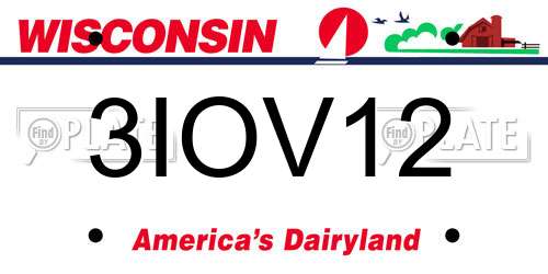 3IOV12 Wisconsin License Plate