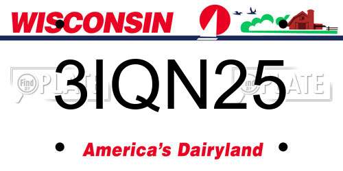 3IQN25 Wisconsin License Plate