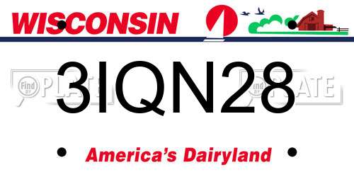 3IQN28 Wisconsin License Plate