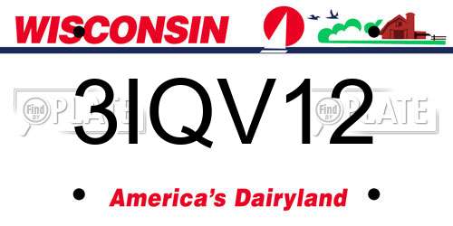 3IQV12 Wisconsin License Plate