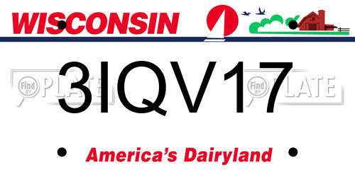 3IQV17 Wisconsin License Plate