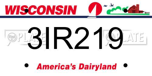 3IR219 Wisconsin License Plate