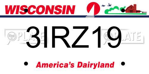 3IRZ19 Wisconsin License Plate