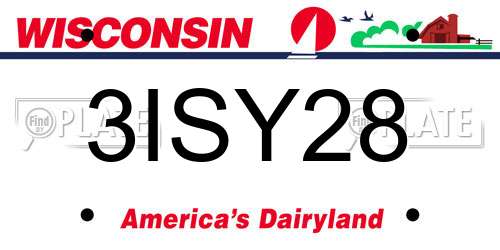 3ISY28 Wisconsin License Plate