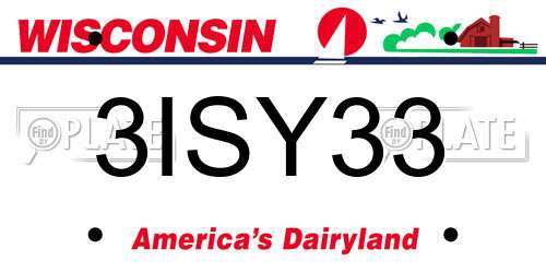 3ISY33 Wisconsin License Plate