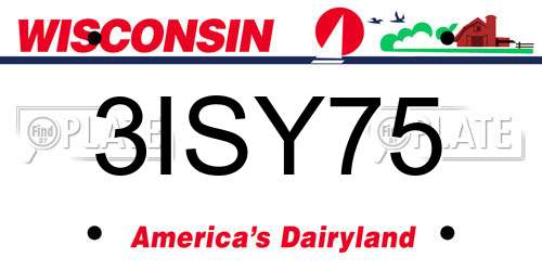 3ISY75 Wisconsin License Plate