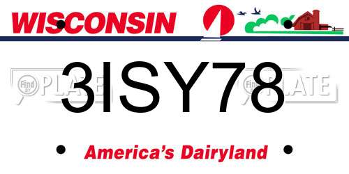 3ISY78 Wisconsin License Plate