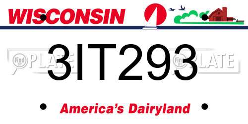 3IT293 Wisconsin License Plate