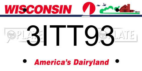 3ITT93 Wisconsin License Plate