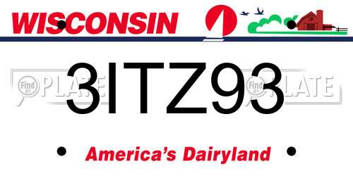 3ITZ93 Wisconsin License Plate