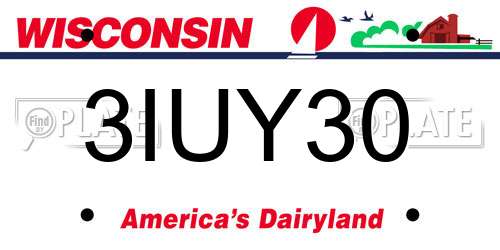 3IUY30 Wisconsin License Plate