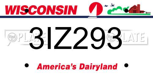 3IZ293 Wisconsin License Plate