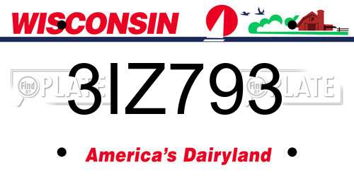 3IZ793 Wisconsin License Plate