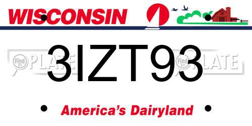 3IZT93 Wisconsin License Plate