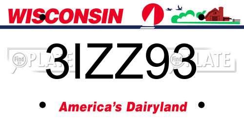 3IZZ93 Wisconsin License Plate