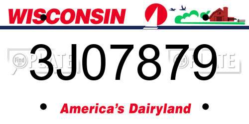 3J07879 Wisconsin License Plate