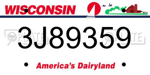 3J89359 Wisconsin License Plate